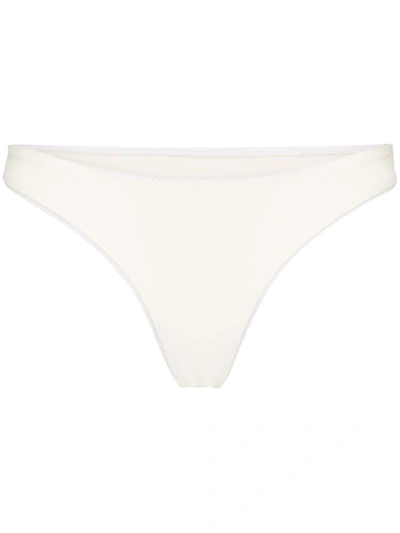 Shop Juillet Dani Lace Trim Bikini Bottoms In White