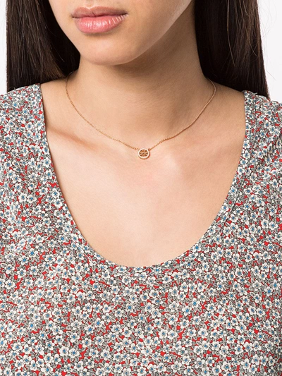 Shop Tory Burch Crystal Logo Delicate Necklace In Gold