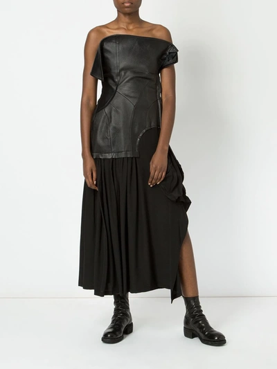 Shop Yohji Yamamoto Lambskin And Silk Dress In Black