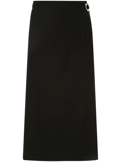 Shop Rosetta Getty Grommet Wrap Midi Skirt In Black