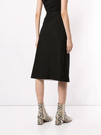 Shop Rosetta Getty Grommet Wrap Midi Skirt In Black