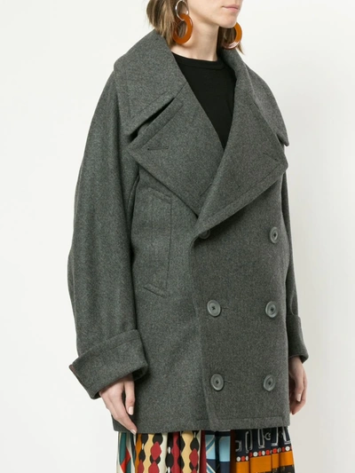 Shop Kolor Double Breasted Coat In Grey