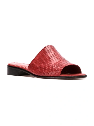 Sarah Chofakian Leather Mules In Red
