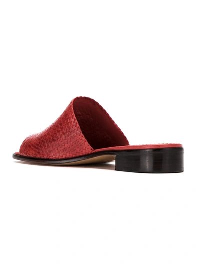 Sarah Chofakian Leather Mules In Red