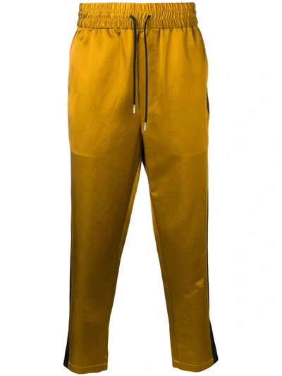Shop Ami Alexandre Mattiussi Track Pants With Contrasted Side Bands In Gold