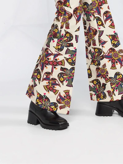 Shop La Doublej Saturday Night Bird Print Trousers In Neutrals