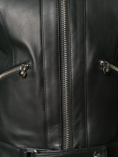 Shop Philipp Plein Zipped Biker Jacket In Black