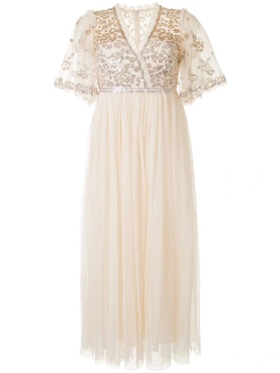 Shop Needle & Thread Sequin Embellished Tulle Dress In Neutrals