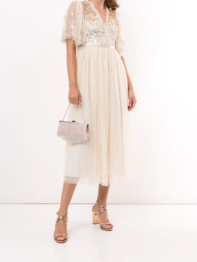 Shop Needle & Thread Sequin Embellished Tulle Dress In Neutrals