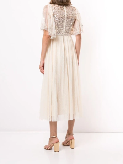 Shop Needle & Thread Sequin Embellished Tulle Dress In Neutrals