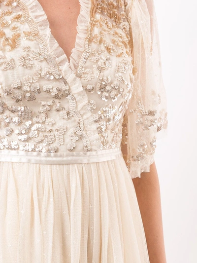 Shop Needle & Thread Sequin Embellished Tulle Dress In Neutrals