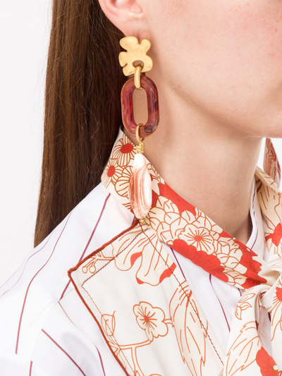 Shop Ports 1961 Stone-embellished Long Earrings In Gold