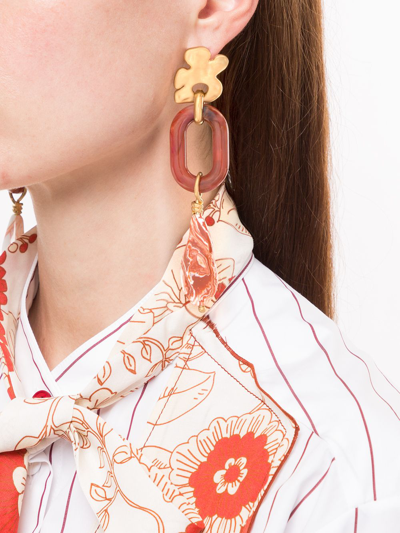 Shop Ports 1961 Stone-embellished Long Earrings In Gold