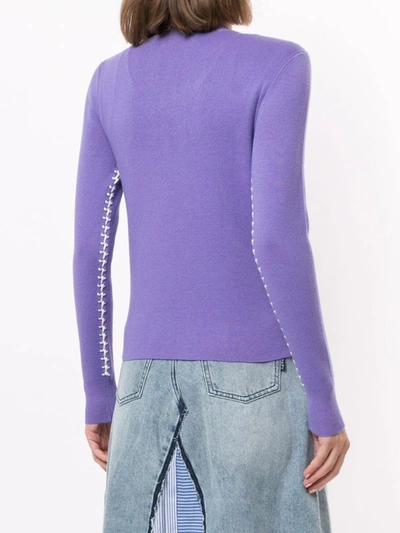 Bapy By *a Bathing Ape® Long Sleeve Ribbed Knit Sweater In Purple