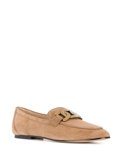 Shop Tod's Kate Suede Loafers In Neutrals