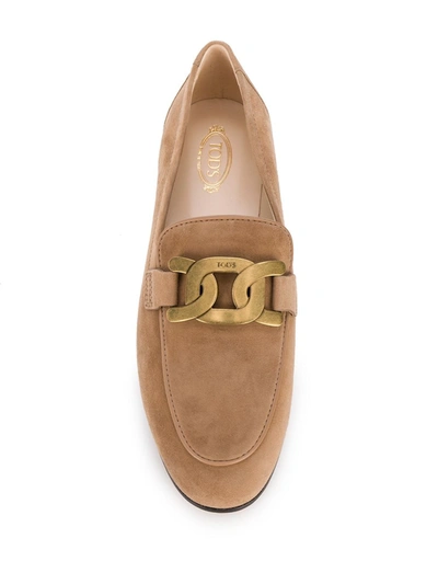 Shop Tod's Kate Suede Loafers In Neutrals