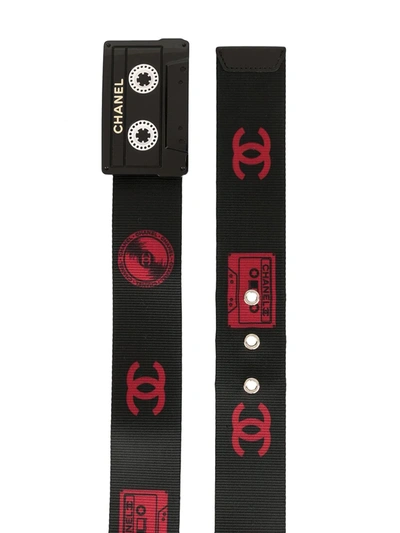 Chanel Pre-owned 2004 Cassette Tape Motif Brooch - Black
