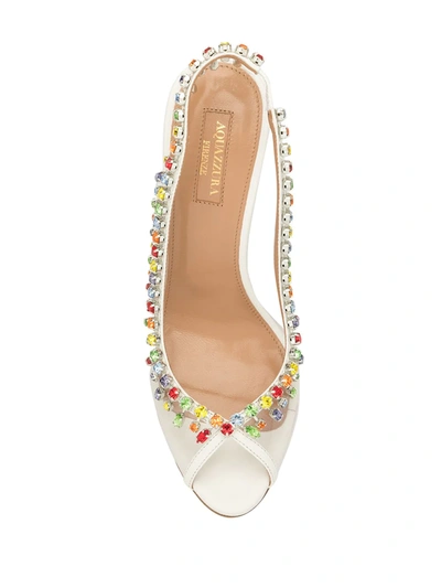 Shop Aquazzura Temptation Crystal 105 Pumps In White