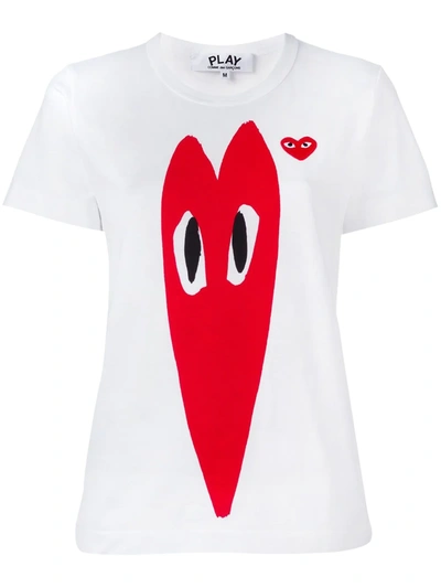 Shop Comme Des Garçons Play Stretch Logo Print T-shirt In White