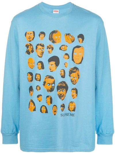 Shop Supreme Faces Long-sleeve T-shirt In Blue