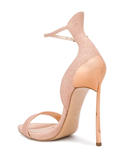 Shop Casadei Glitter Stiletto Sandals In Gold