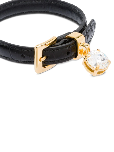 Shop Miu Miu Bejewelled Bracelet In Black