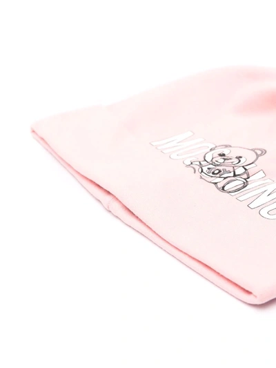 Shop Moschino Teddy Bear-print Stretch-cotton Beanie In Pink