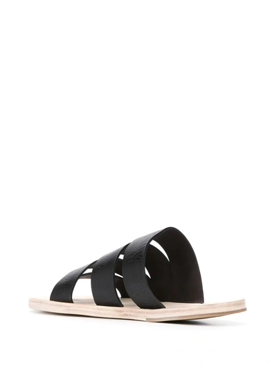 Shop Marsèll Strappy Leather Sliders In Black
