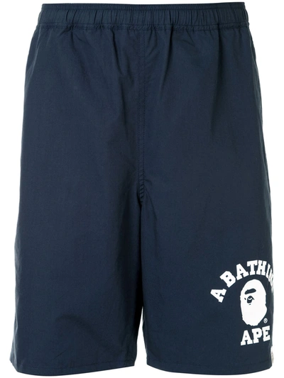 Shop A Bathing Ape Logo-print Track Shorts In Blue