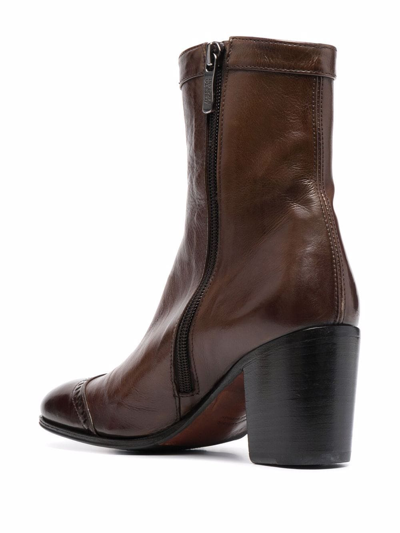 Shop Alberto Fasciani Brogue-detail Leather Ankle Boots In Brown