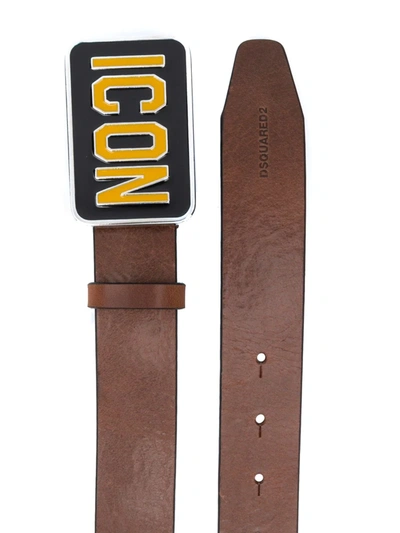 Shop Dsquared2 Icon Logo Belt In Brown