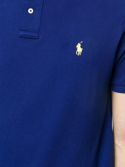 Shop Polo Ralph Lauren Logo Embroidered Polo Shirt In Blue