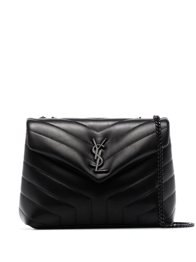 Shop Saint Laurent Small Loulou Quilted Shoulder Bag In Black