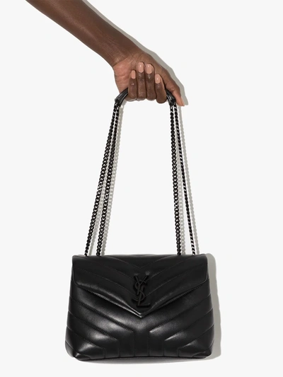 Shop Saint Laurent Small Loulou Quilted Shoulder Bag In Black