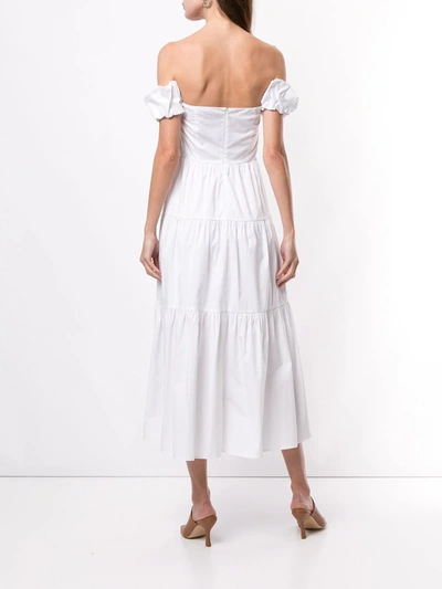 Shop Staud Off-shoulder Midi Dress In White