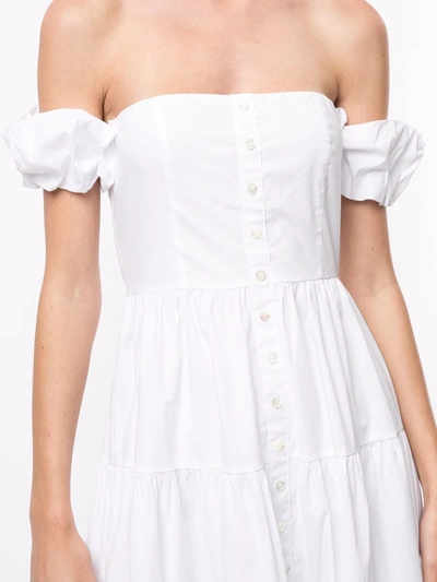 Shop Staud Off-shoulder Midi Dress In White