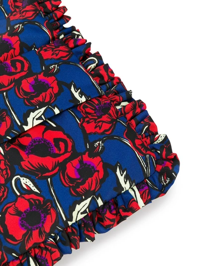 Shop La Doublej Blooms Print Ruffle Trim Clutch Bag In Red