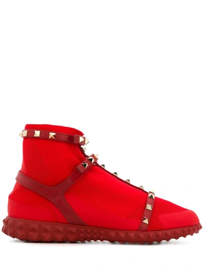 Shop Valentino Free Rockstud Bodytech Sneakers In Red