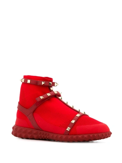 Shop Valentino Free Rockstud Bodytech Sneakers In Red
