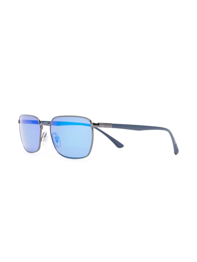 RAY BAN MIRRORED RECTANGLE-FRAME SUNGLASSES 