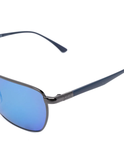 Ray Ban Mirrored Rectangle-frame Sunglasses In Blau