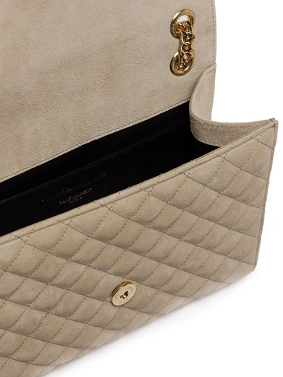 Shop Saint Laurent Quilted Envelope Medium Shoulder Bag In Neutrals