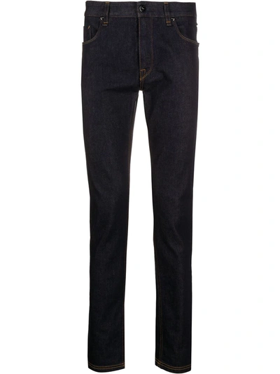 Shop Fendi Camo Detail Slim Denim Jeans In Blue