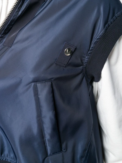 Shop Sacai Sleeveless Bomber Jacket In Blue