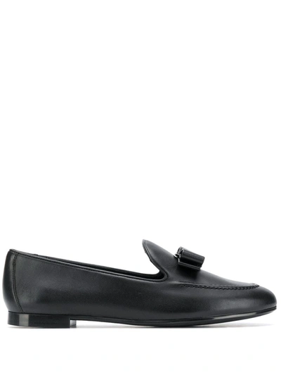 Shop Ferragamo Vara Bow Loafers In Black