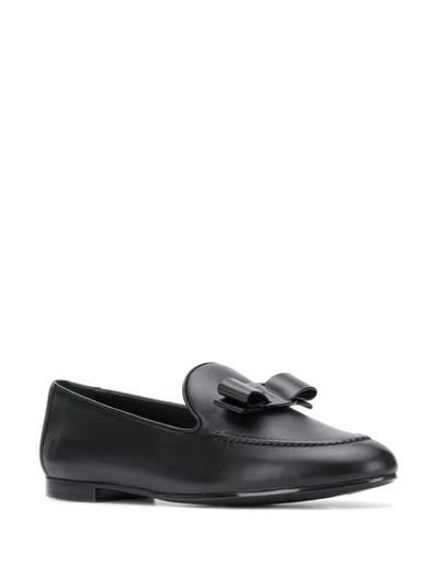 Shop Ferragamo Vara Bow Loafers In Black