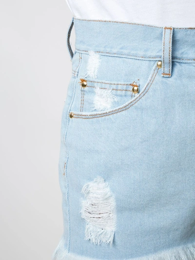 Shop Amapô Sandra Boyfriend Denim Shorts In Blue