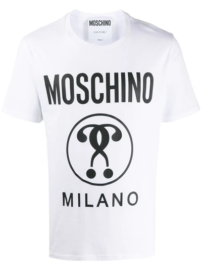 Shop Moschino Question Mark Logo T-shirt In White
