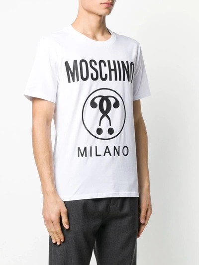 Shop Moschino Question Mark Logo T-shirt In White