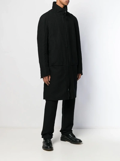 Shop Individual Sentiments Woven Straight Fit Coat In Black